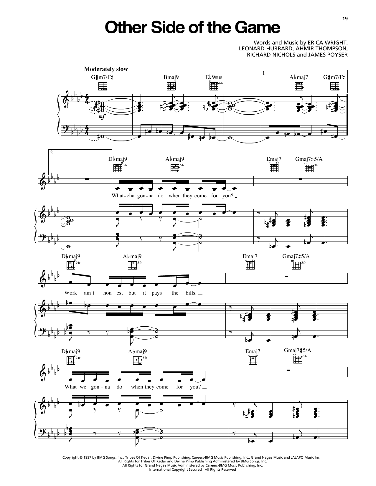 Erykah Badu Other Side Of The Game Sheet Music