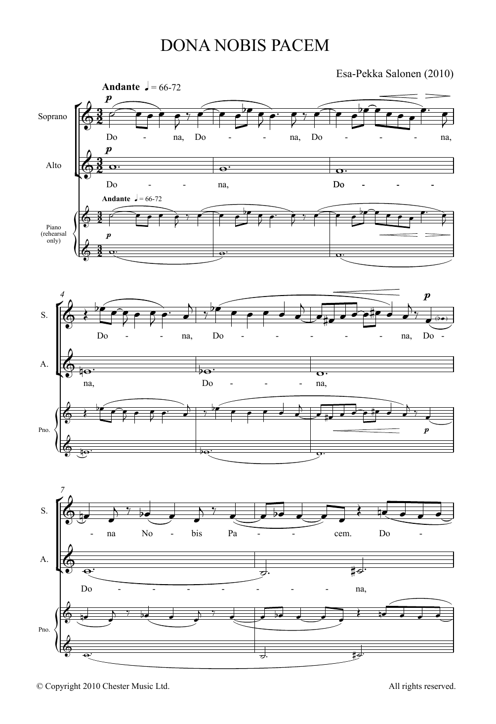 Esa-Pekka Salonen Dona Nobis Pacem Sheet Music