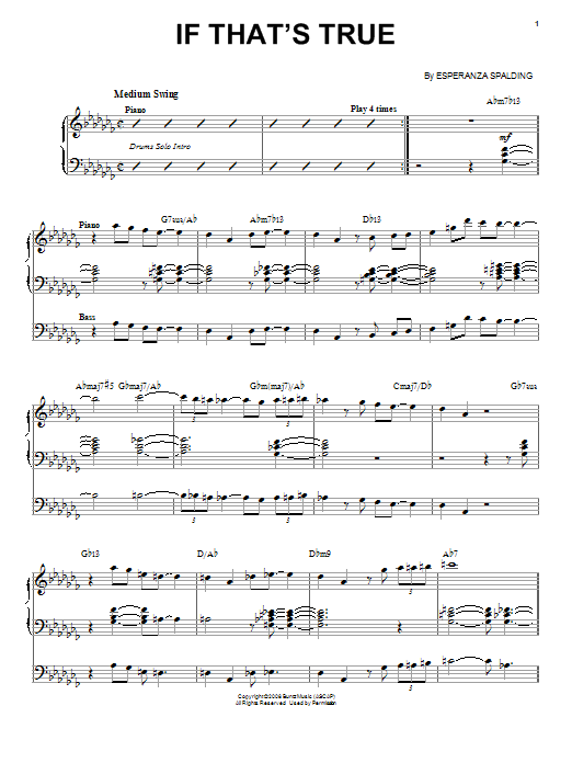 Esperanza Spalding If That's True Sheet Music