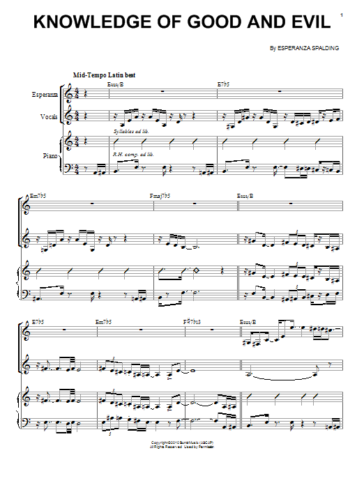 Esperanza Spalding Knowledge Of Good And Evil Sheet Music