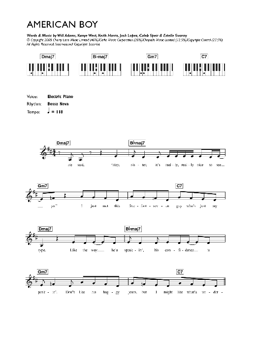 Estelle American Boy Sheet Music