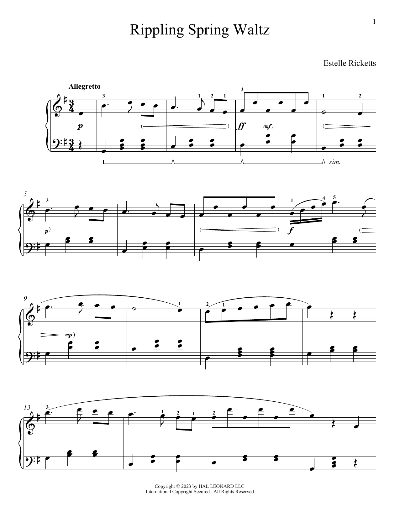 Estelle Ricketts Rippling Spring Waltz Sheet Music
