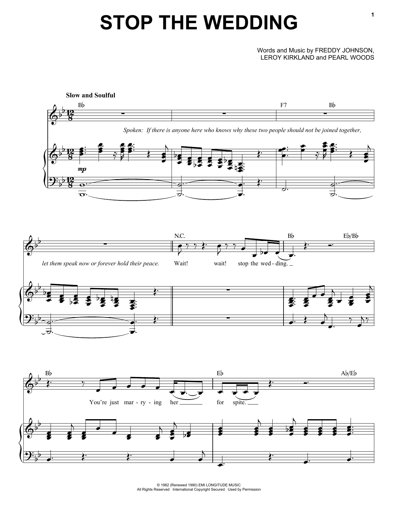 Etta James Stop The Wedding Sheet Music