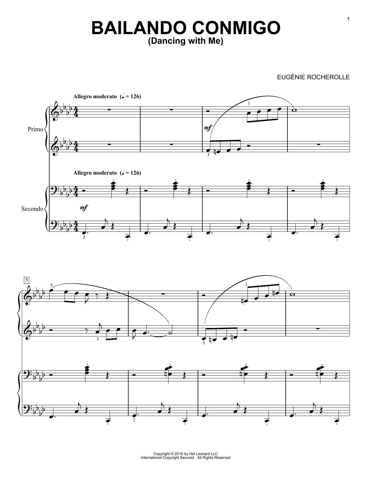Eugénie Rocherolle Bailando Conmigo Sheet Music