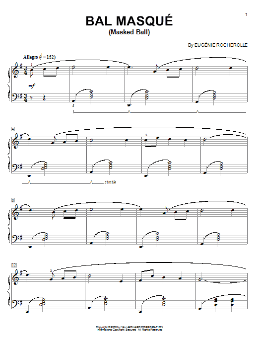 Eugénie Rocherolle Bal Masque (Masked Ball) Sheet Music