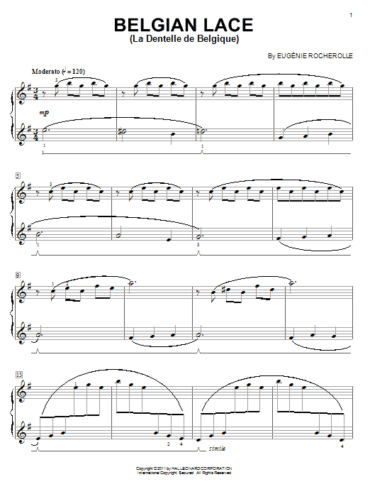 Eugénie Rocherolle Belgian Lace Sheet Music