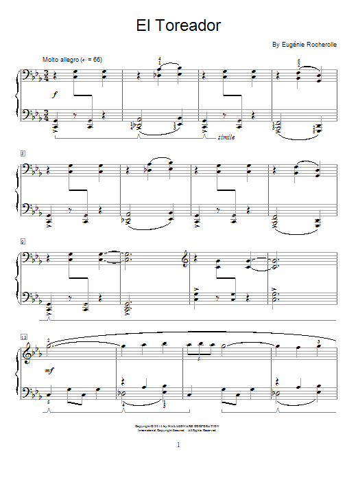 Eugénie Rocherolle El Toreador Sheet Music