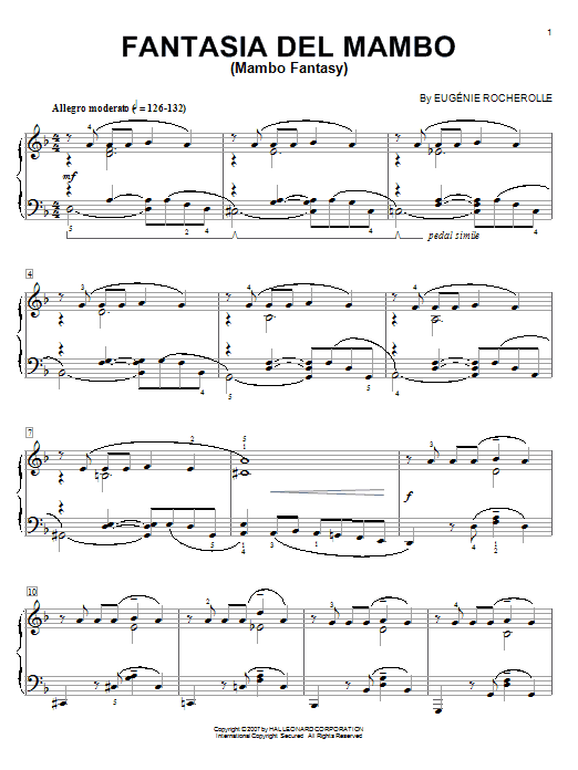 Eugénie Rocherolle Fantasia Del Mambo (Mambo Fantasy) Sheet Music