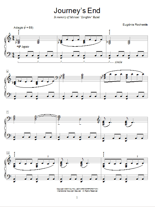 Eugénie Rocherolle Journey's End Sheet Music