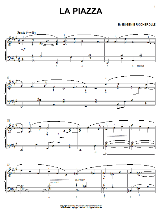 Eugénie Rocherolle La Piazza Sheet Music