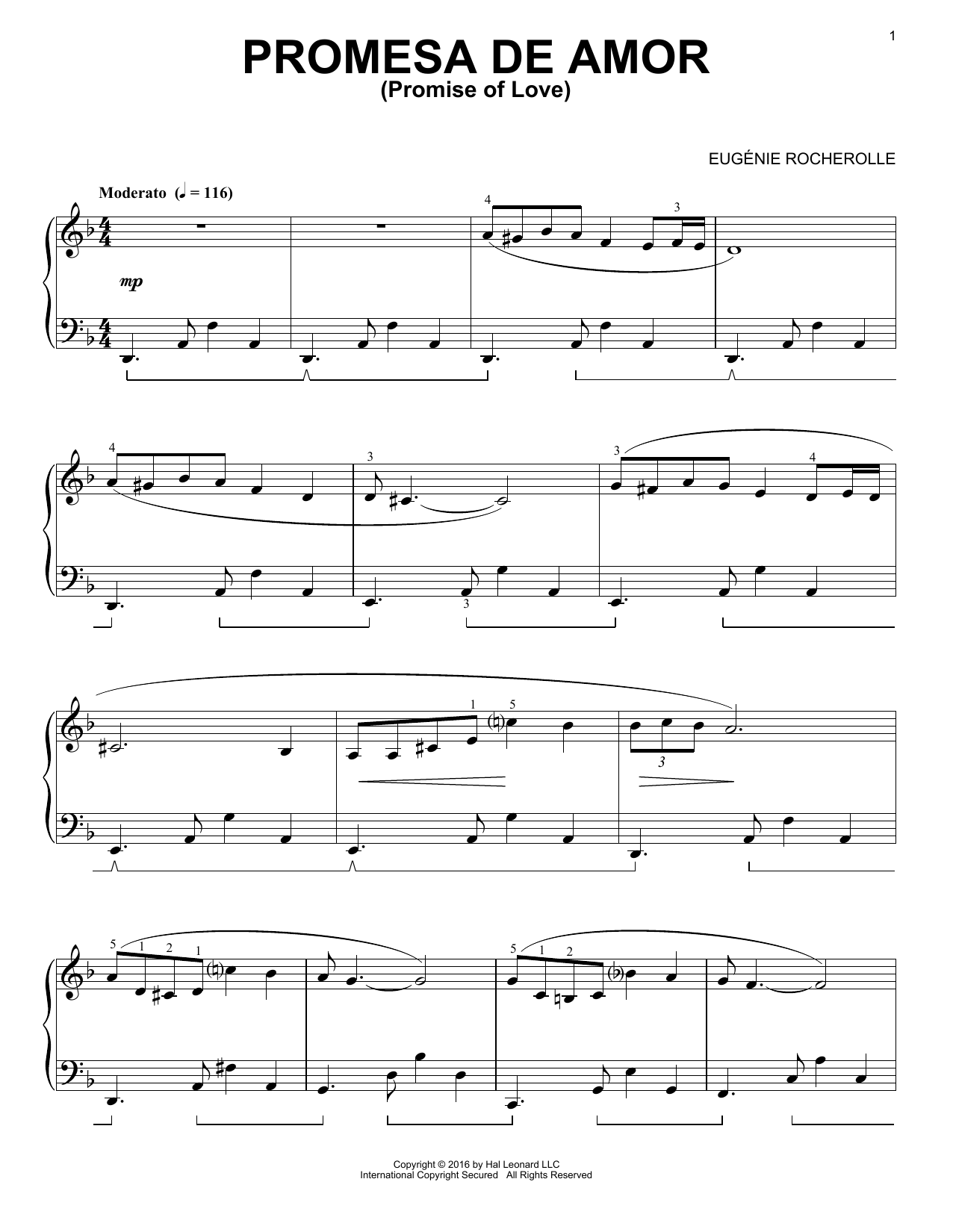 Eugénie Rocherolle Promesa De Amor Sheet Music