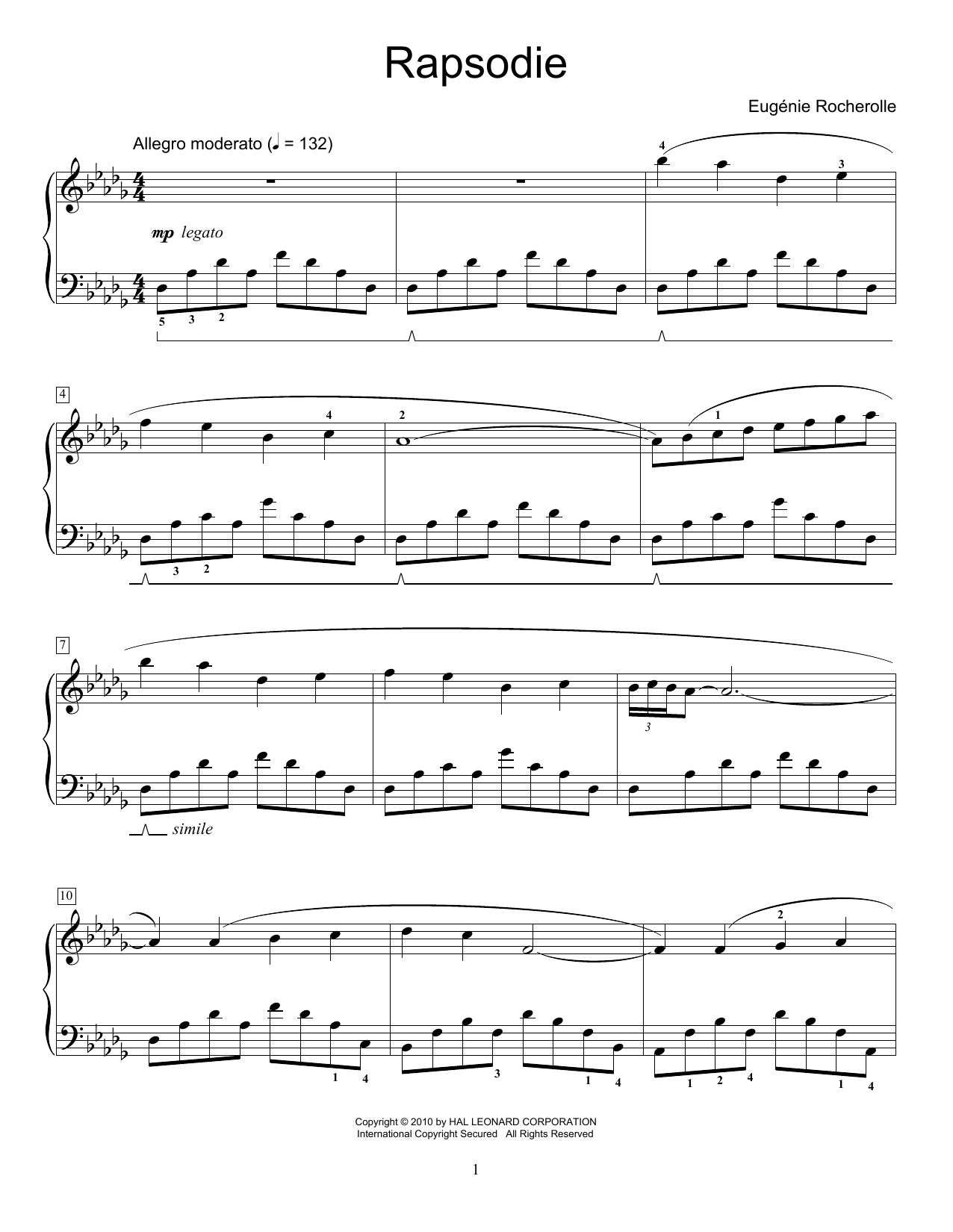 Eugénie Rocherolle Rapsodie Sheet Music
