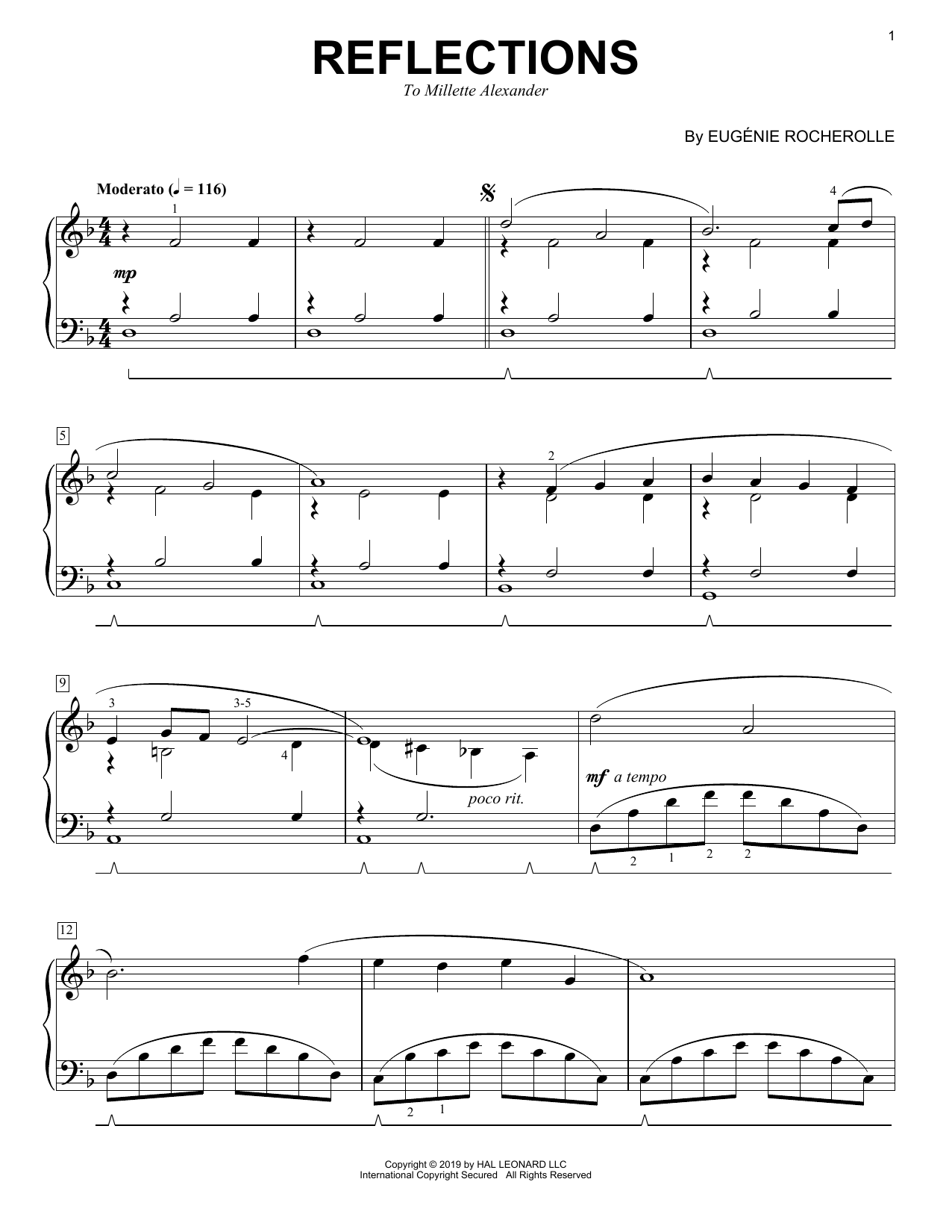 Eugénie Rocherolle Reflections Sheet Music