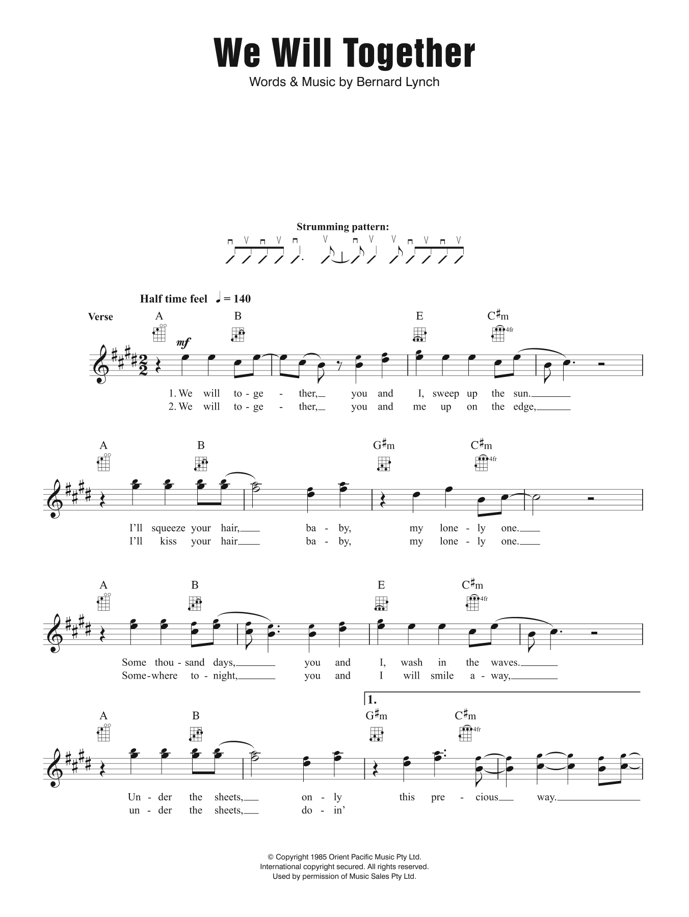 Eurogliders We Will Together Sheet Music