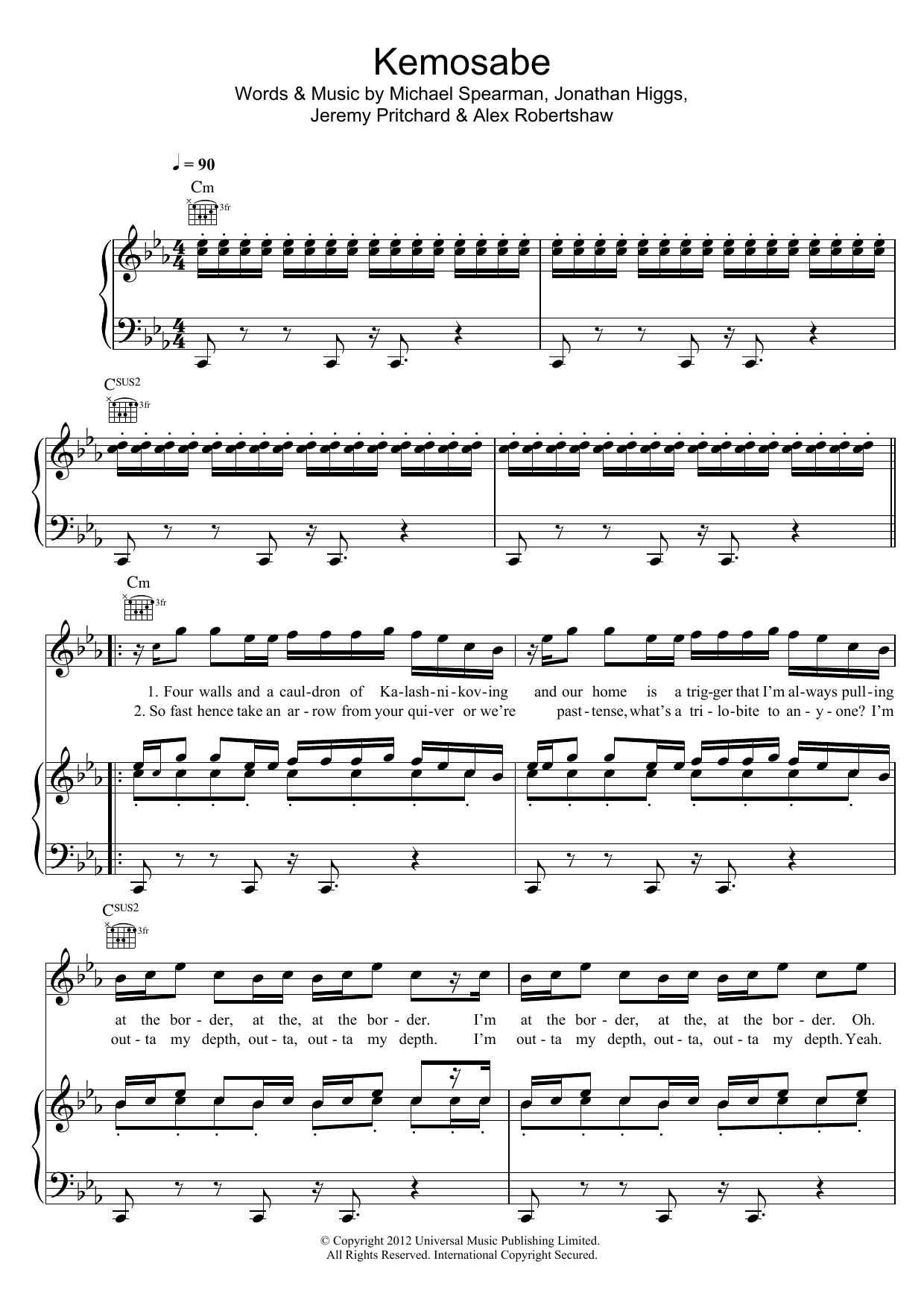 Everything Everything Kemosabe Sheet Music