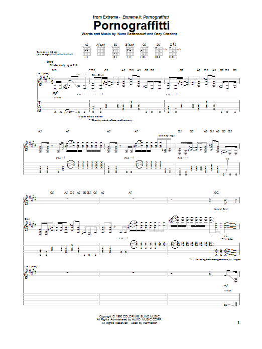 Extreme Pornograffitti Sheet Music