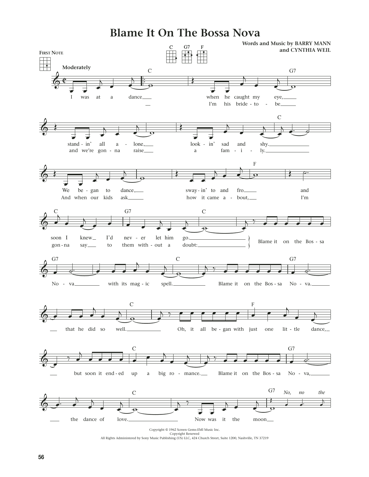 Eydie Gorme Blame It On The Bossa Nova (from The Daily Ukulele) (arr. Jim Beloff) Sheet Music