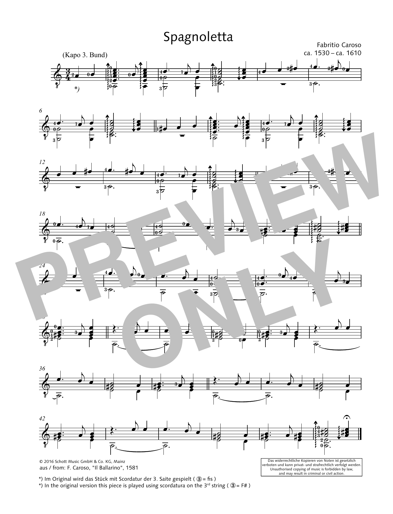 Fabritio Caroso Spagnoletta Sheet Music