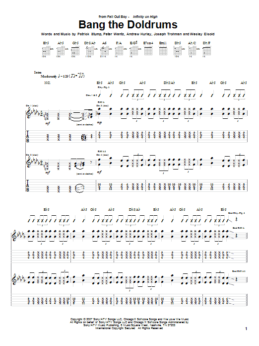 Fall Out Boy Bang The Doldrums Sheet Music
