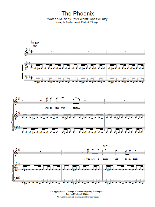 Fall Out Boy The Phoenix Sheet Music