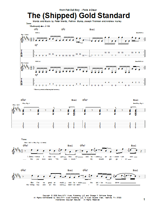 Fall Out Boy The (Shipped) Gold Standard Sheet Music