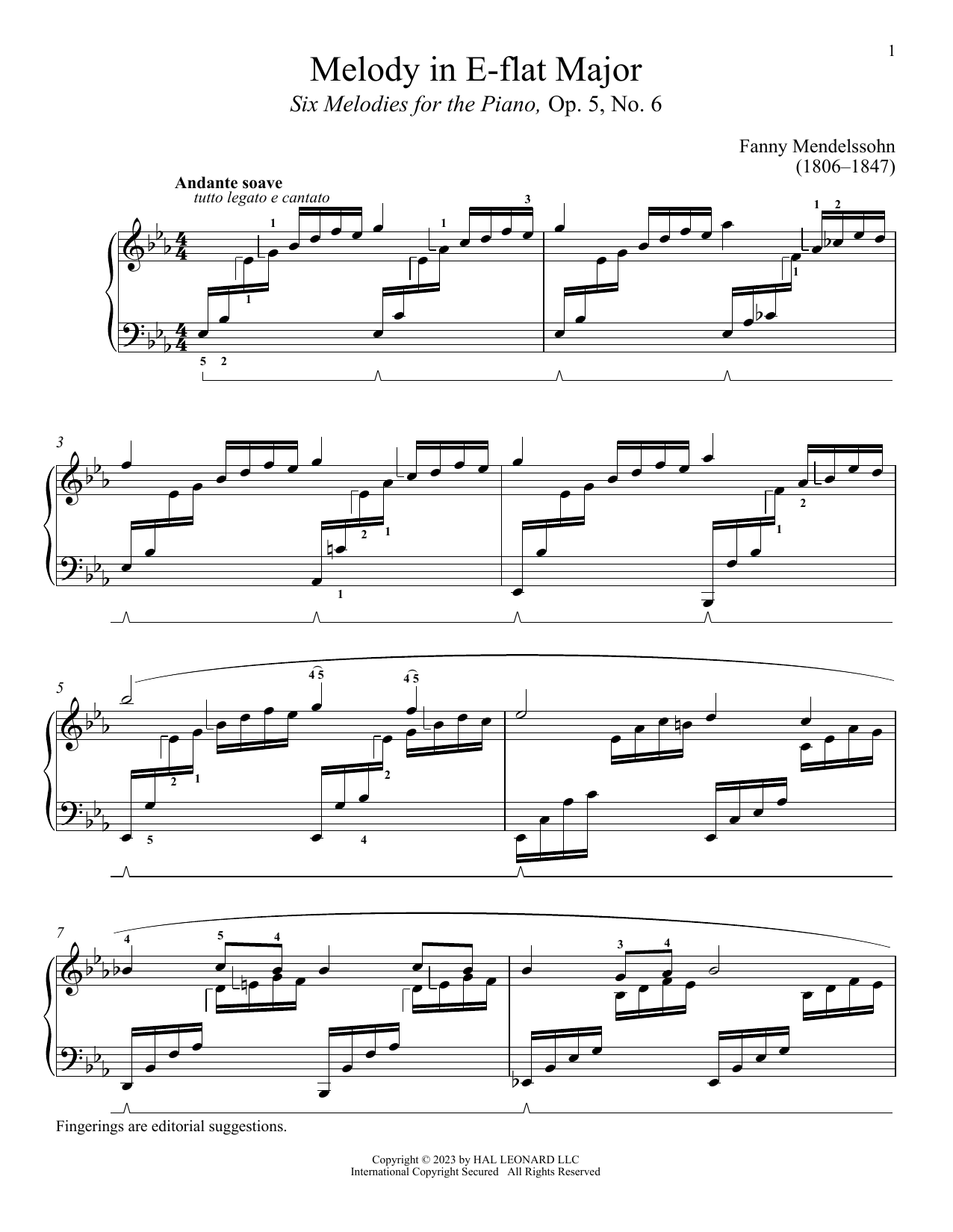 Fanny Mendelssohn Andante soave Sheet Music
