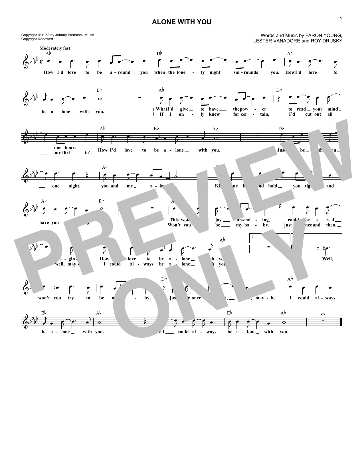 Faron Young Alone With You Sheet Music