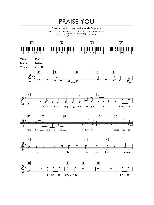Fat Boy Slim Praise You Sheet Music