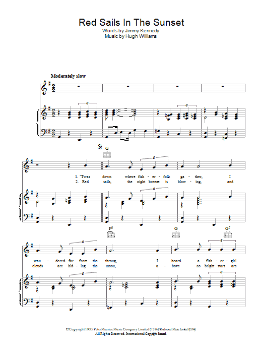 Fats Domino Red Sails In The Sunset Sheet Music