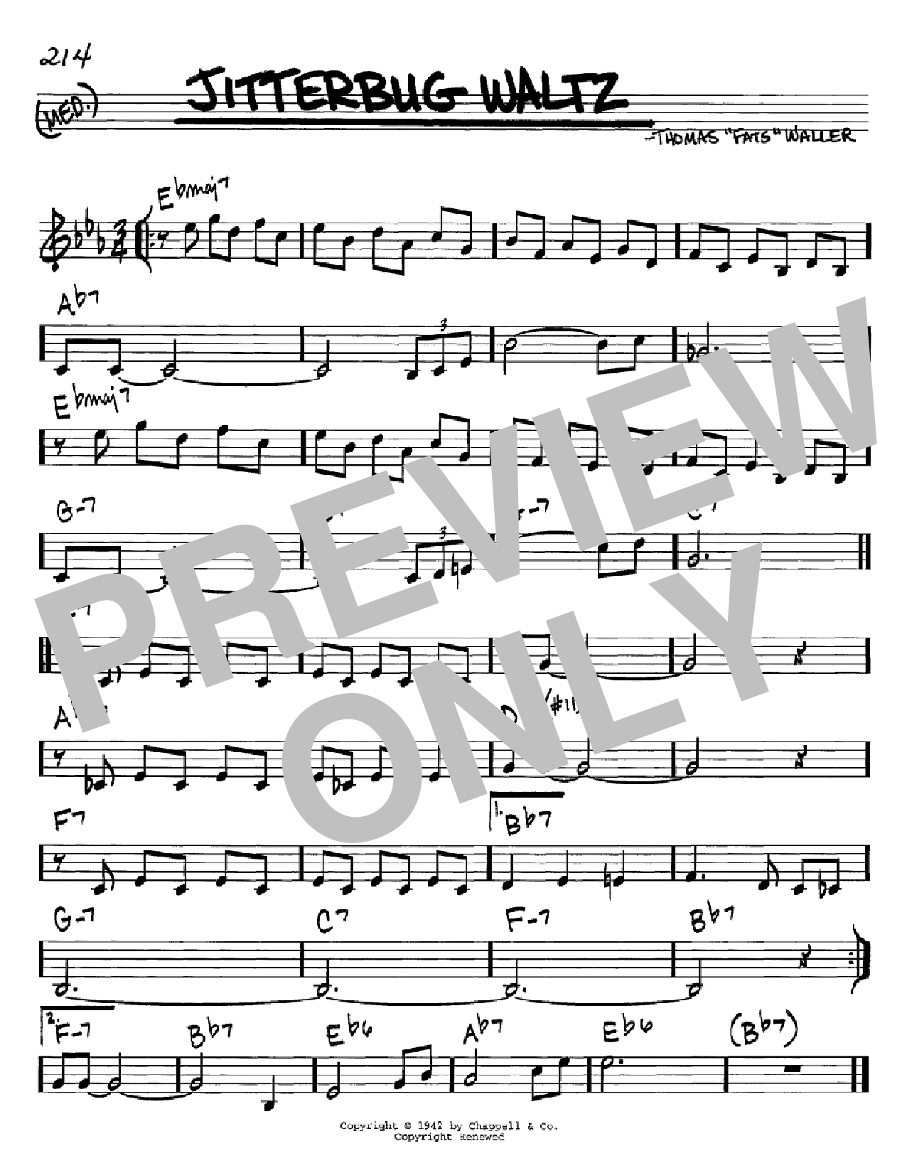 Fats Waller Jitterbug Waltz Sheet Music