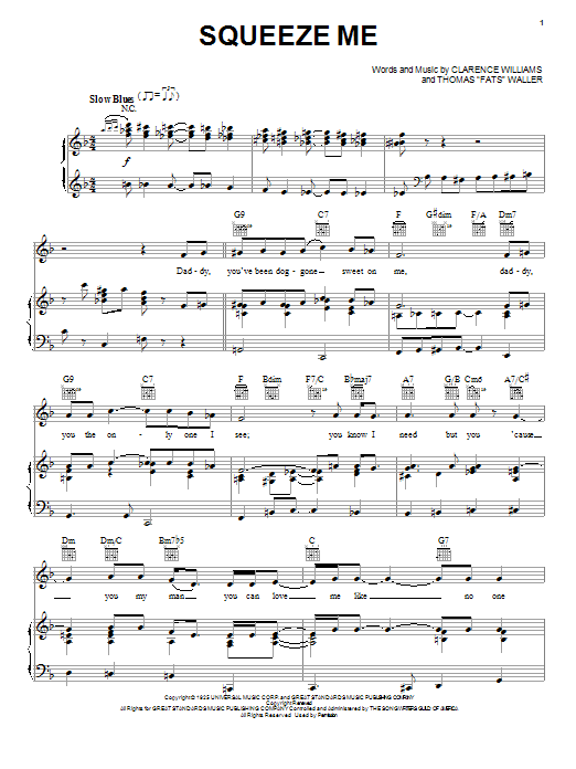 Fats Waller Squeeze Me Sheet Music