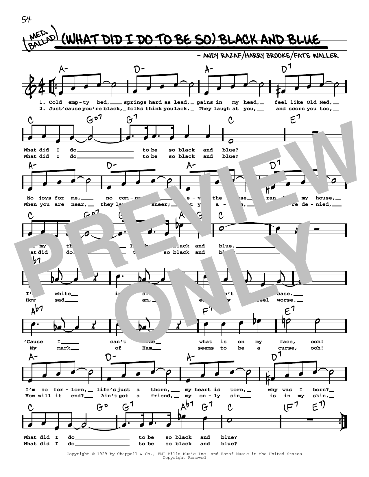 Fats Waller (What Did I Do To Be So) Black And Blue (arr. Robert Rawlins) Sheet Music