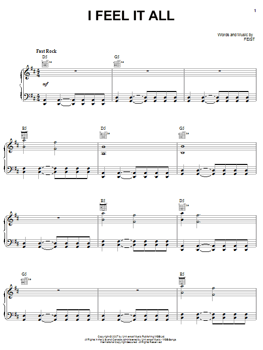 Feist I Feel It All Sheet Music