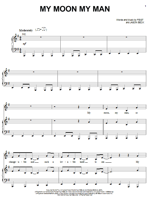 Feist My Moon My Man Sheet Music