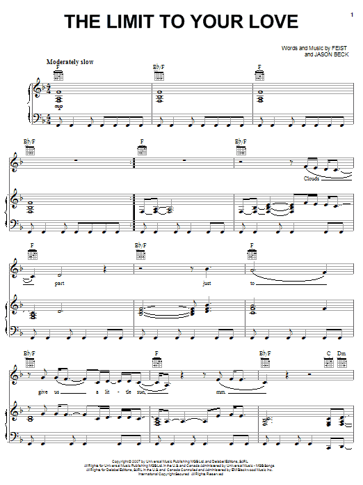 Feist The Limit To Your Love Sheet Music