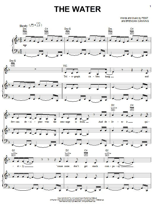 Feist The Water Sheet Music