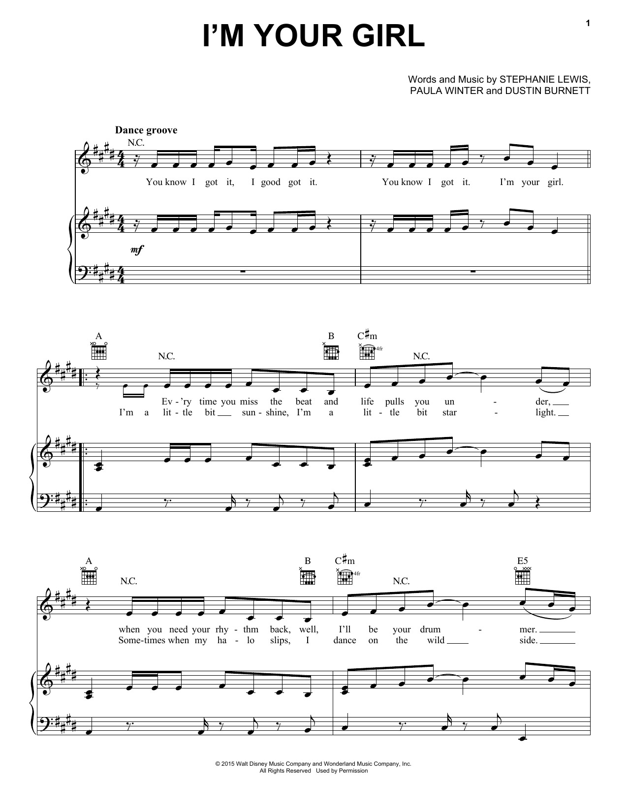 Felicia Barton I'm Your Girl (from Disney's Descendants) Sheet Music