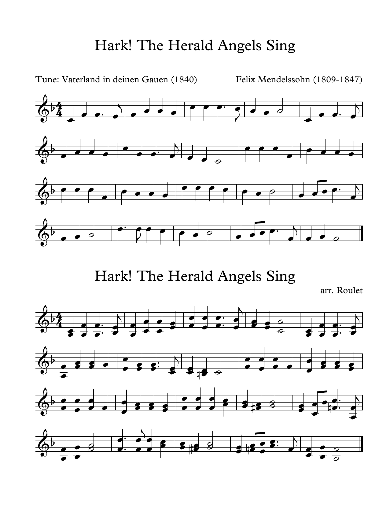 Felix Mendelssohn Hark The Harold Angels Sing (arr. Patrick Roulet) Sheet Music