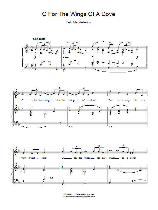 Felix Mendelssohn O For The Wings Of A Dove Sheet Music