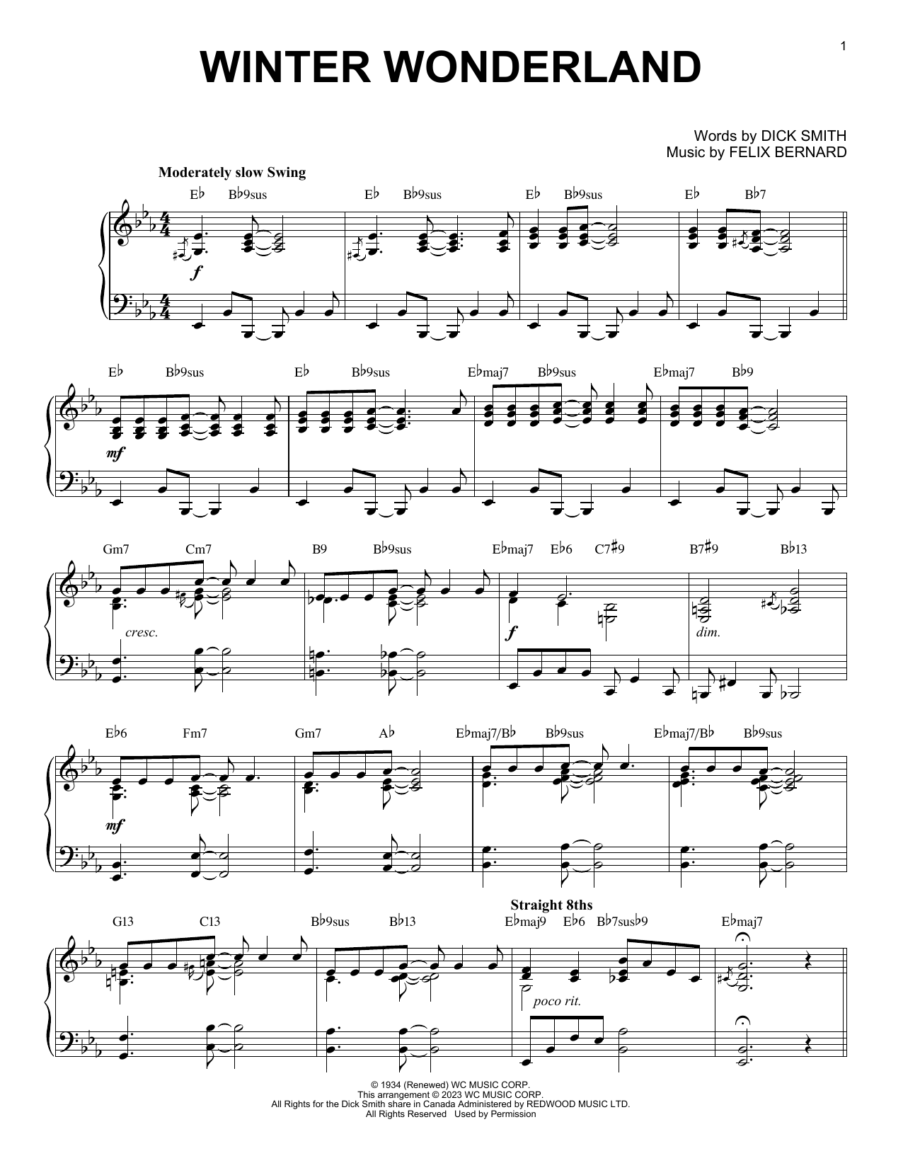 Felix Bernard Winter Wonderland [Boogie Woogie version] (arr. Brent Edstrom) Sheet Music