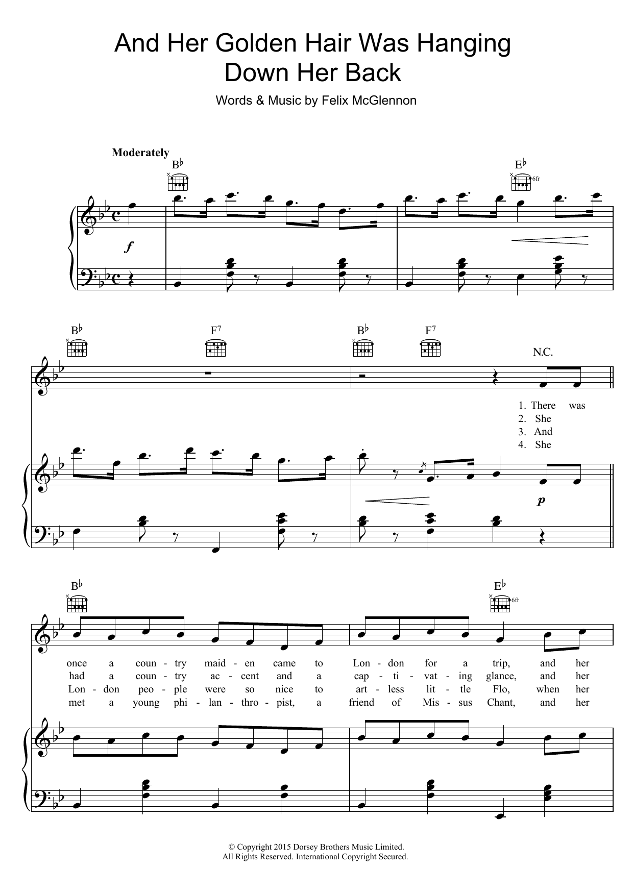 Felix McGlennon And Her Golden Hair Was Hanging Down Her Back Sheet Music