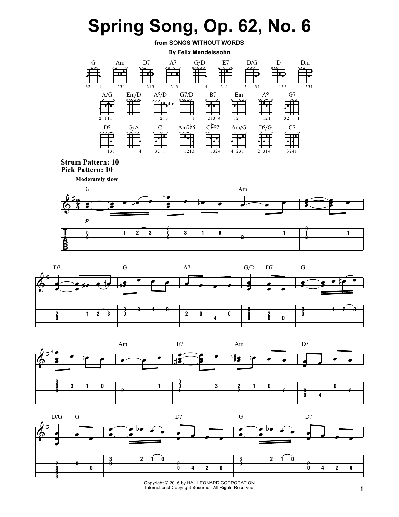 Felix Mendelssohn Spring Song, Op. 62, No. 6 Sheet Music