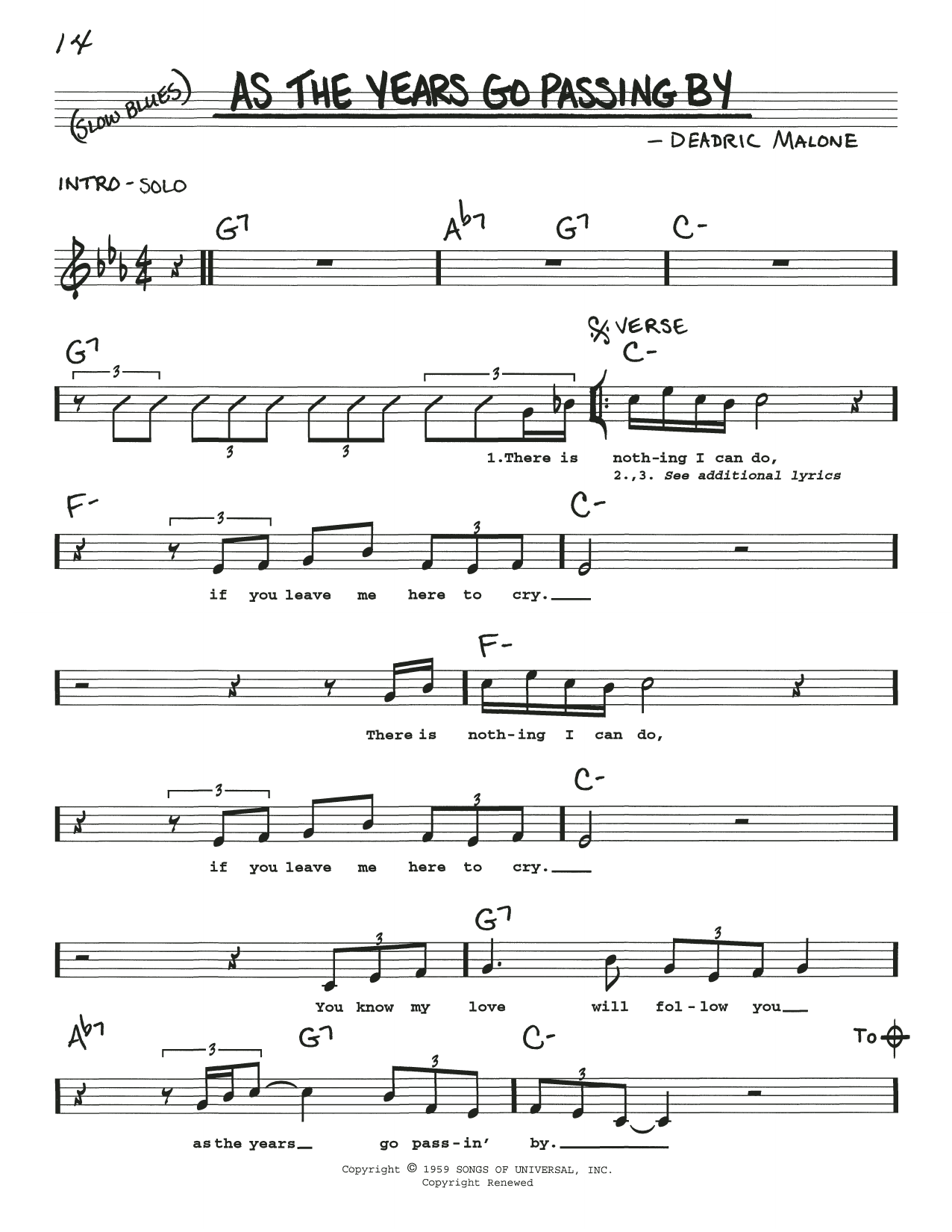 Fenton Robinson As The Years Go Passing By Sheet Music