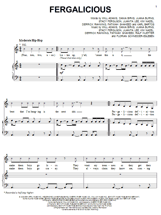 Fergie Fergalicious Sheet Music