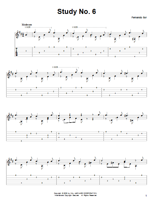 Fernando Sor Study No. 6 Sheet Music