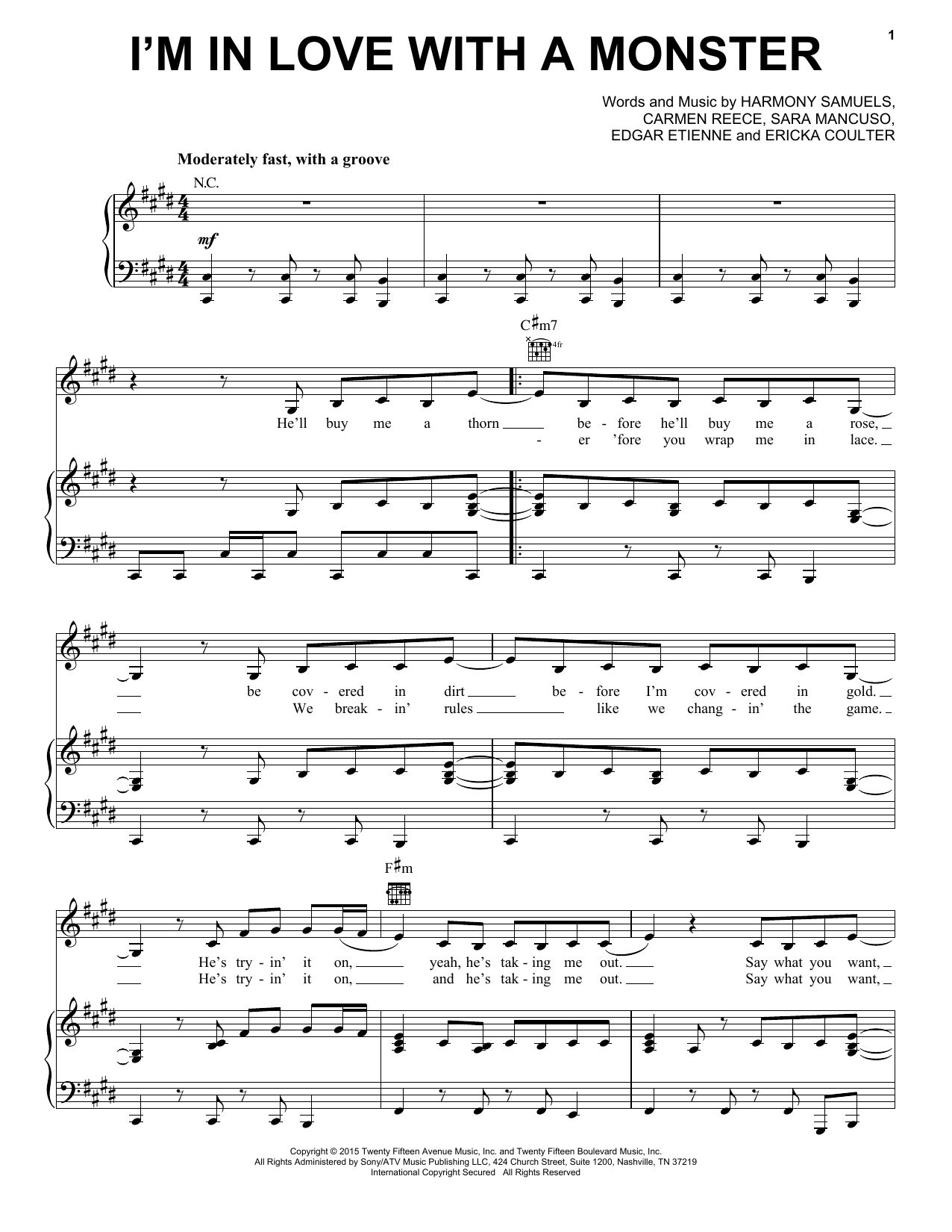 Fifth Harmony I'm In Love With A Monster Sheet Music