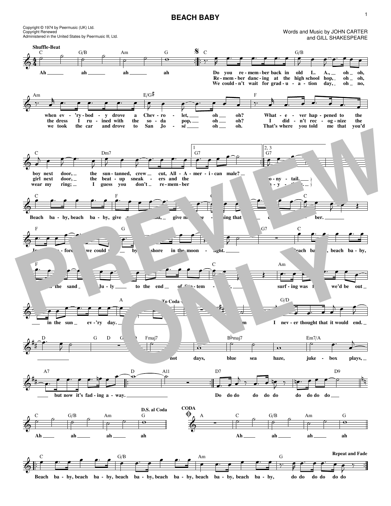 First Class Beach Baby Sheet Music