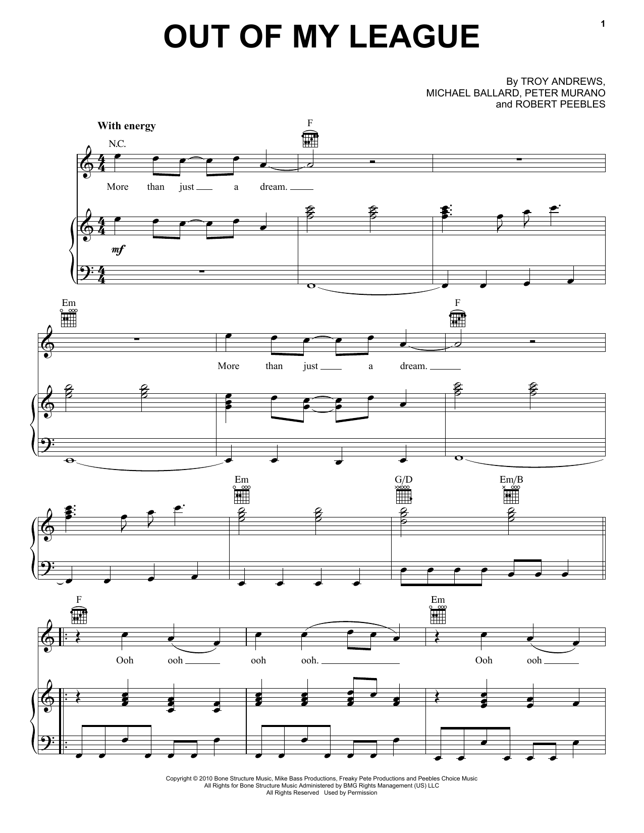 Fitz And The Tantrums Out Of My League Sheet Music
