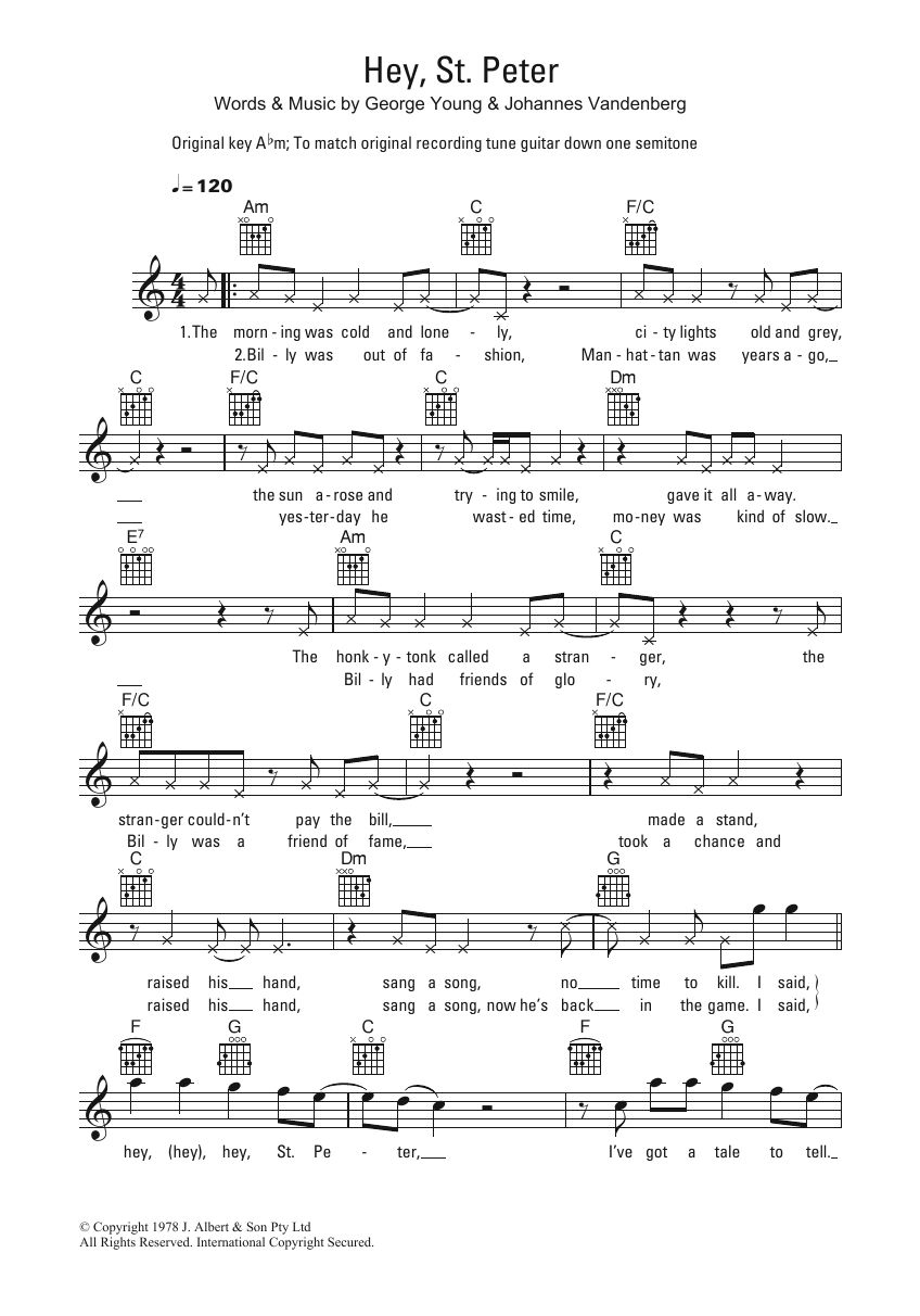 Flash And The Pan Hey, St. Peter Sheet Music