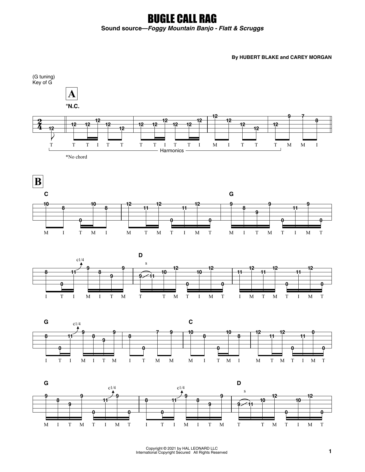 Flatt & Scruggs Bugle Call Rag Sheet Music